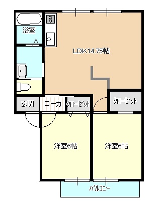 グリーンハイツ楠B棟の間取り図