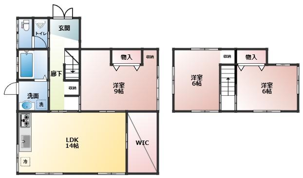 西宇部北6丁目I貸家の間取り図