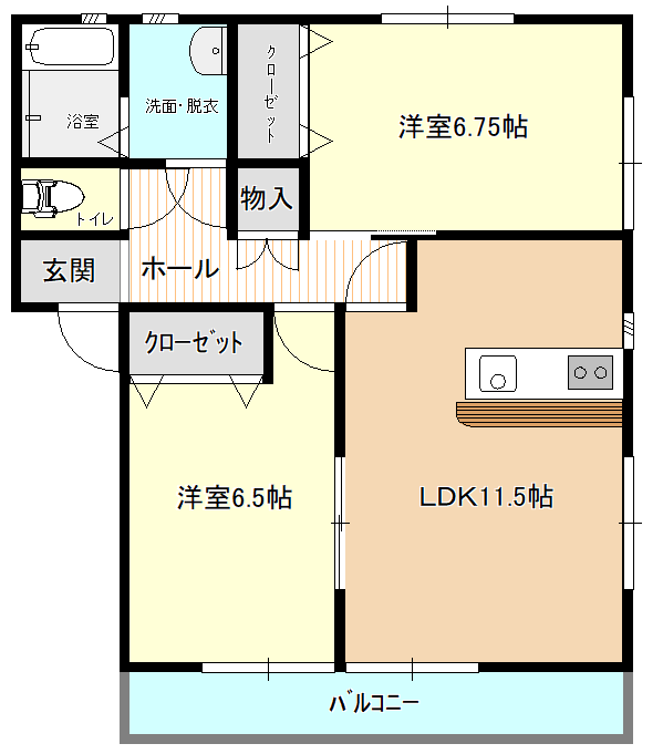 国行ハイツB棟の間取り図